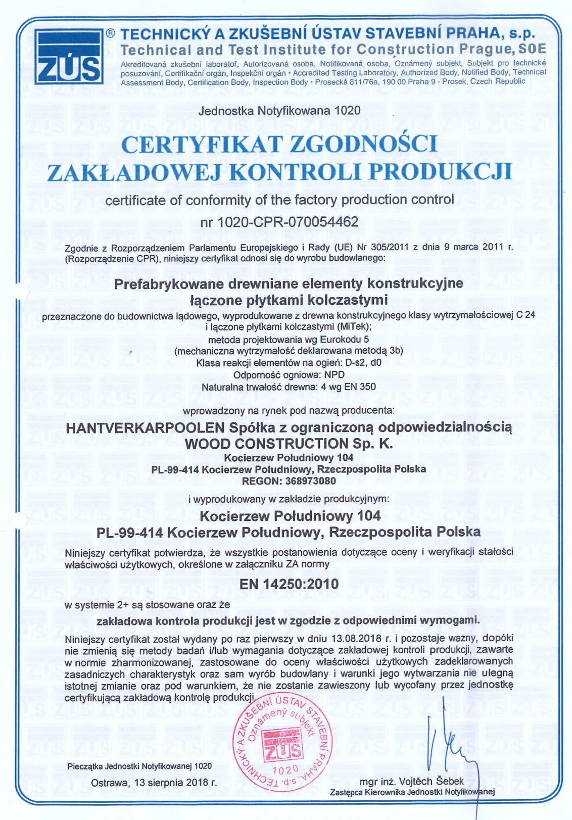 Certyfikat jakości 15